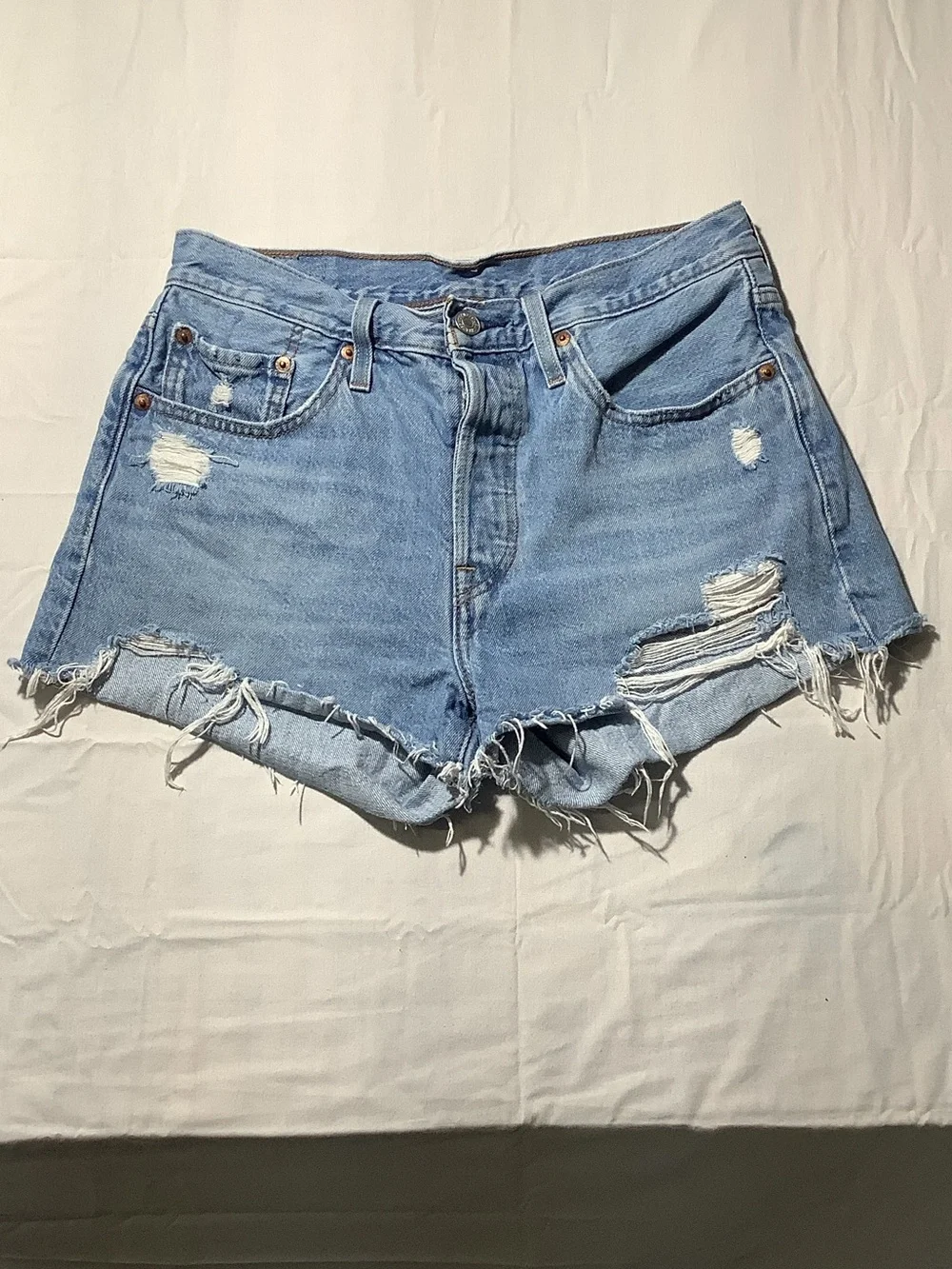 Women’s Levi's 501 Light Blue Distressed Denim Cutoff Shorts